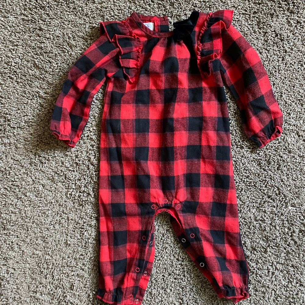Red and Black Plaid Baby Romper